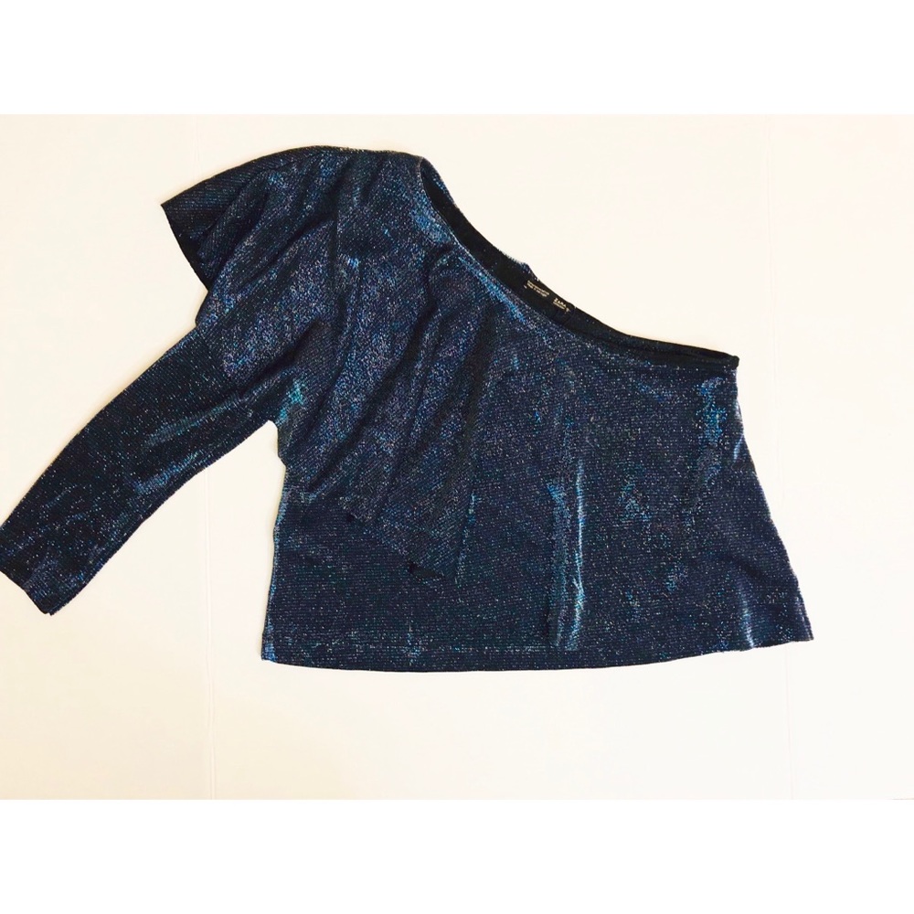 ZARA One Sleeve Crop Top w/ Ruffles